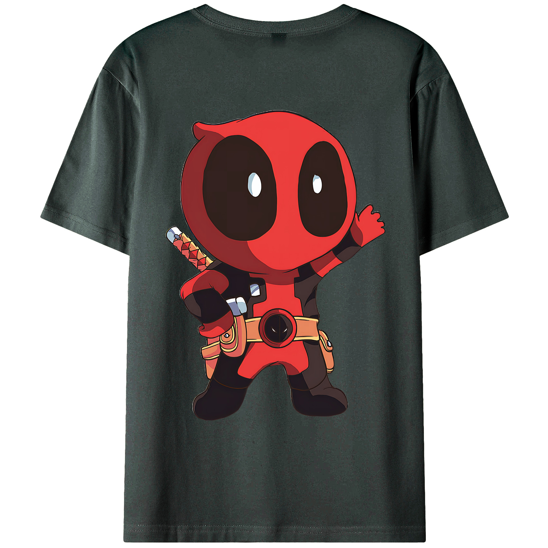 （画像用） Deadpool デッドプール 綿100％ メンズ半袖Tシャツ（バックプリント） 通気性